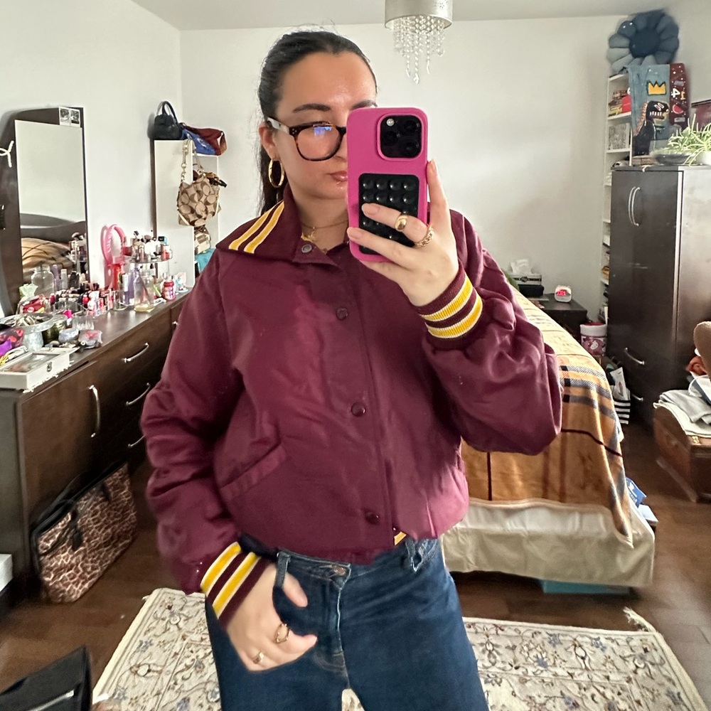 Burgundy vintage bomber jacket